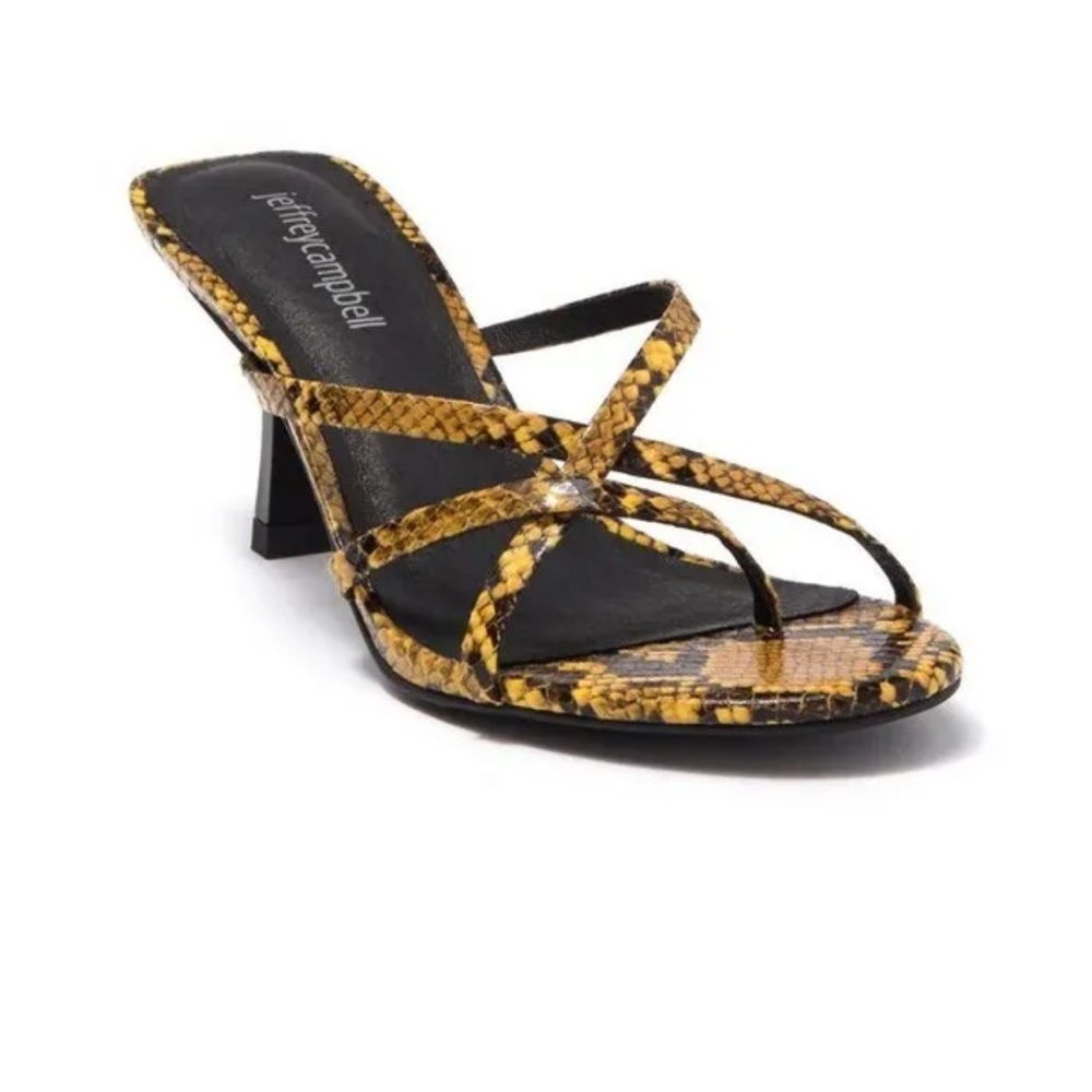 Jeffrey Campbell Ficelle Yellow Snake Print Kitten Heels